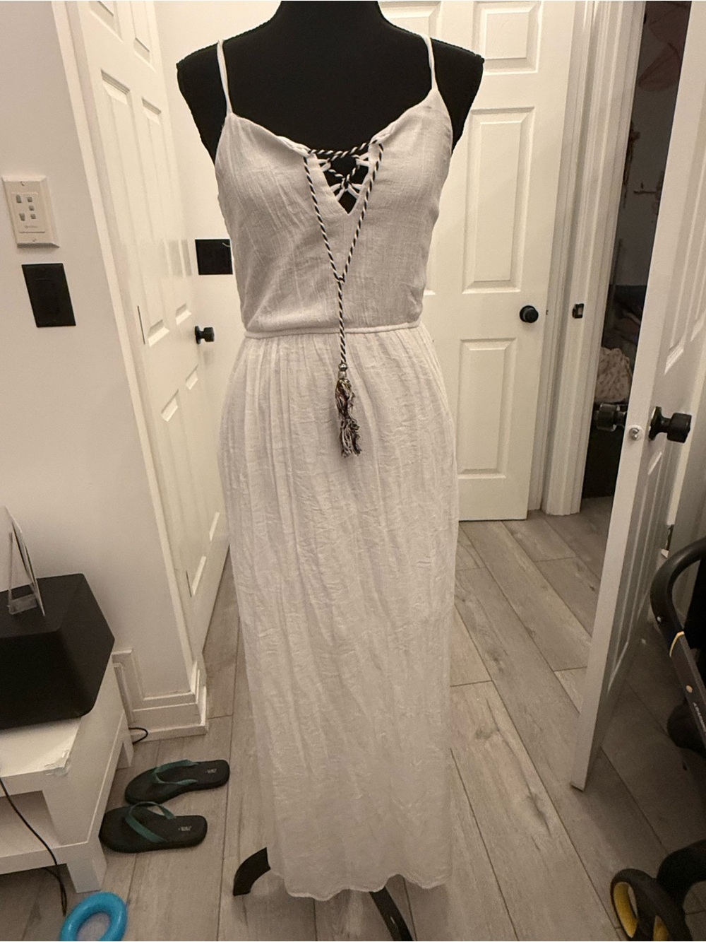 As U Wish White Lace-Up Maxi Sundress